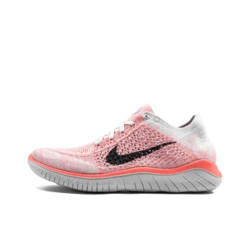 nike Free Run Flyknit 2018 Амортизаторы Slip-resistant Низкий топ Беговые кроссовки Женские Розовый Белый Выпуск 2018 года