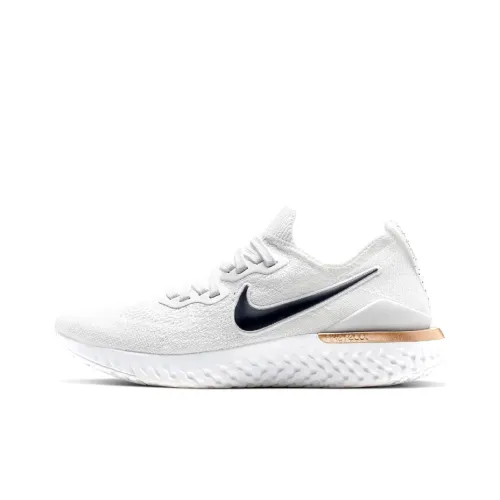 Nike Epic React Flyknit 2 Slip-resistant Abrasion-resistant Low-top Casual Running Shoes Women's White Black Найк Epic React Flyknit 2 Противоскользящий Устойчивый к истиранию Низкий Топ Повседневные Беговые Кроссовки Женские Белый Черный