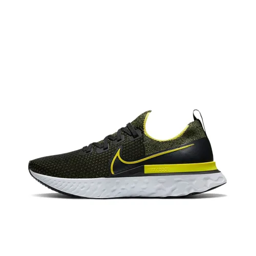 Nike React Infinity Run Flyknit 1 Амортизаторы Shock противоскользящие низкие топы для бега на марафон мужские черные и желтые