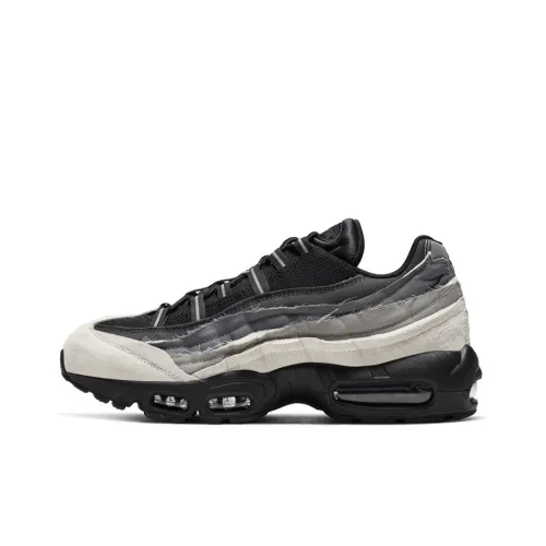 CDG x Nike Air Max 95 Low Топ Air Cushion Беговые кроссовки Унисекс Черный Белый Серый