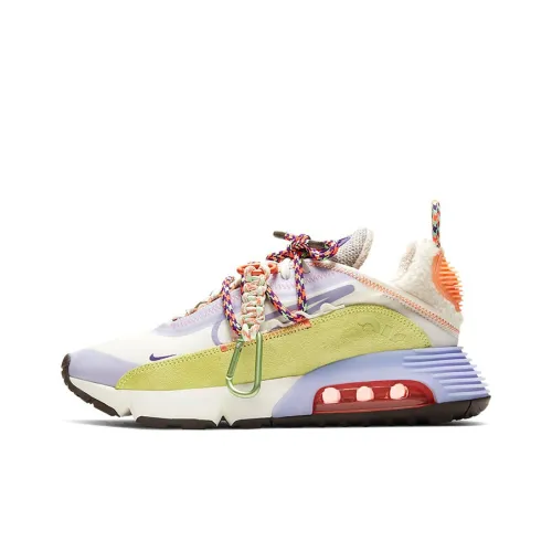 Nike Air Max 2090 Амортизация и Дышащий Низкий Топ Air Cushion Беговые кроссовки Женские Белый Желтый Фиолетовый