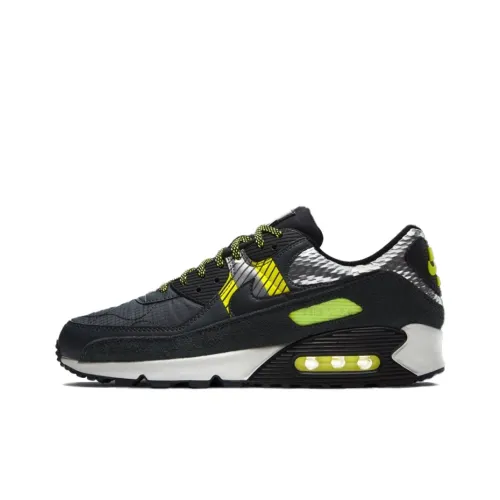 Nike Air Max 90 Low Топ Air Cushion Повседневные Беговые Кроссовки Мужские Черные Желтые