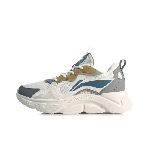 LiNing Shock Absorbers Нижняя юбка Устойчивая к истиранию Низкий топ Беговые кроссовки Мужские Белый Серый