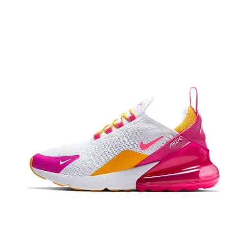 Nike Air Max 270 Low Топ Air Cushion Повседневные Беговые Кроссовки Женские Желтый Розовый Белый