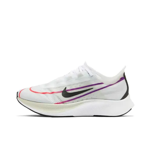 nike Zoom Fly 3 Амортизаторы Shock Slip-resistant Низкий топ Carbon Plate Беговые кроссовки Женские Белый Радужный