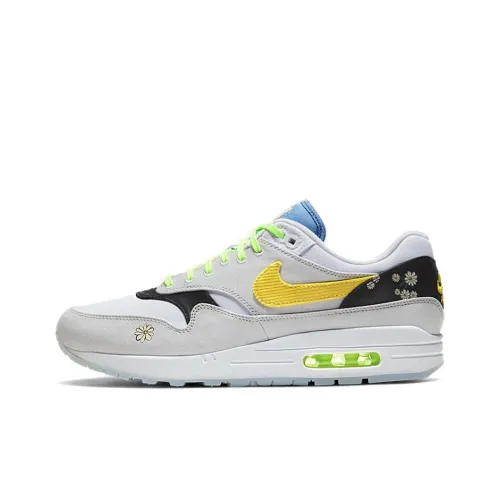 Nike Air Max 1 Low Топ Повседневные Беговые Кроссовки Мужские Серый Белый Желтый