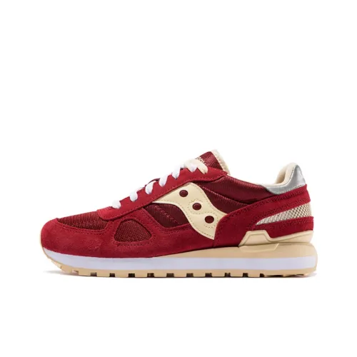 Saucony Shadow Original Нескользящий Легкий Низкий Топ Беговые кроссовки Мужские Темно-красный Бежевый