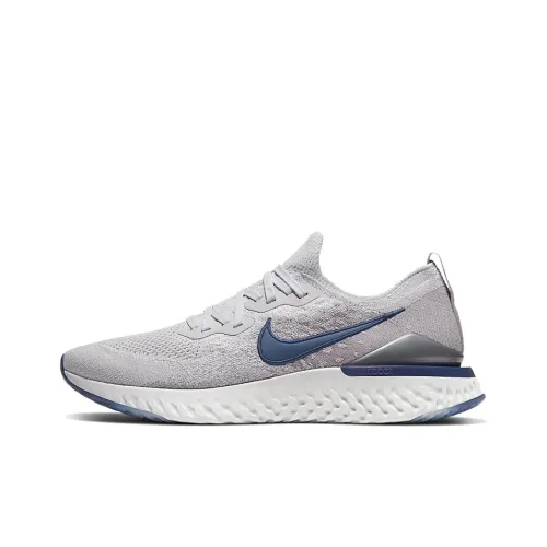 Nike Epic React Flyknit 2 Non Slip Легкий Низкий Топ Повседневные Беговые кроссовки Мужские Серый Темно-синий