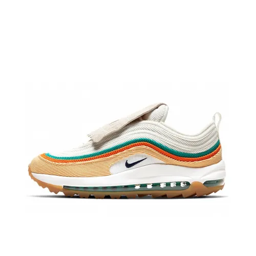 Nike Air Max 97 Low Топ Air Cushion Беговые кроссовки Мужской Бежевый Зеленый Красный