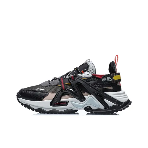 LiNing Transcend The Extreme Шок-абсорбирующие противоскользящие низкие беговые кроссовки для мужчин черные и зеленые