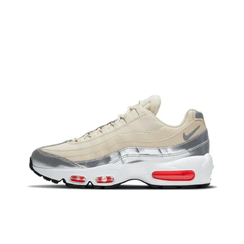 Nike Air Max 95 Low Беговые кроссовки Топ Женские Бежевый Серебряный