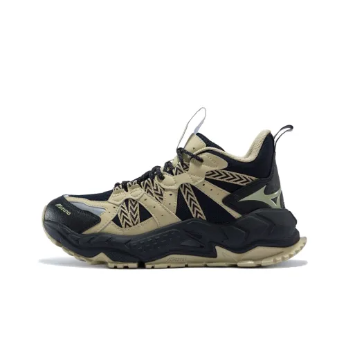 Mizuno Shock Absorbers Slip-resistant Abrasion-resistant Breathable MID Top Casual Running Shoes Men's Khaki Black Мицубо Шок Абсорберы Противоскользящие Устойчивые к истиранию Дышащий MID Топ Повседневные Беговые Кроссовки Мужские Хаки Черный