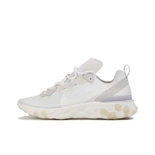 Nike React Element 55 Амортизаторы Устойчивые к истиранию Низкий Топ Повседневные Беговые кроссовки Унисекс Серый Белый