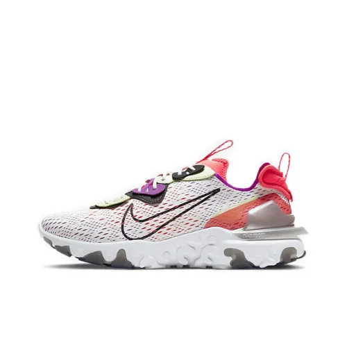 Nike React Vision Shock Absorbers Slip-Resistant Low Top Casual Running Shoes Men's White Red Purple Найк React Vision Shock Absorbers Противоскользящие Низкие Кеды Повседневные Беговые Кроссовки Мужские Белый Красный Фиолетовый