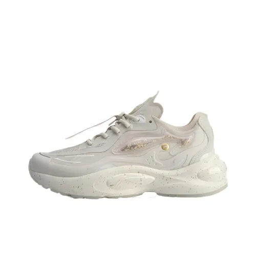 LiNing V8 1,5 Противоскользящий Устойчивый к износу Легкий Низкий Топ Беговые кроссовки Женские Белые Золотые