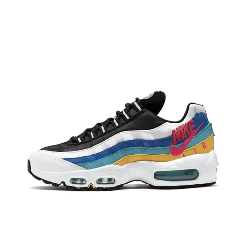 Nike Air Max 95 Low Топ Марафон Беговые кроссовки Женские Белый Синий Желтый