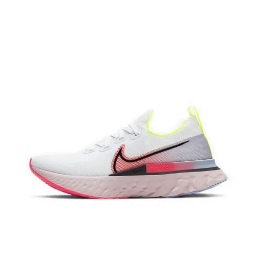 Nike React Infinity Run Flyknit 1 Амортизаторы Slip-resistant Низкий топ Беговые кроссовки Женские Белый Розовый Желтый