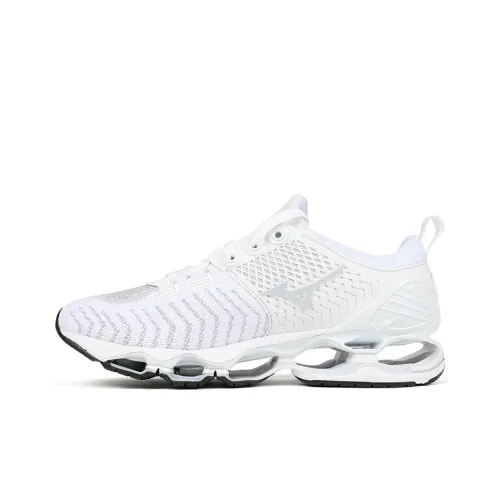 Mizuno Prophecy 1 Амортизация Устойчивость к истиранию Дышащий Отскок Низкий Топ Беговые кроссовки Унисекс Белый Серебряный