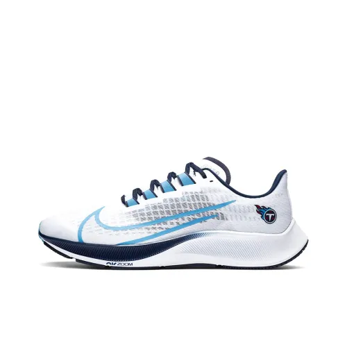 Nike Pegasus 37 Slip-resistant Abrasion-resistant Low Top Marathon Running Shoes Unisex White Blue
