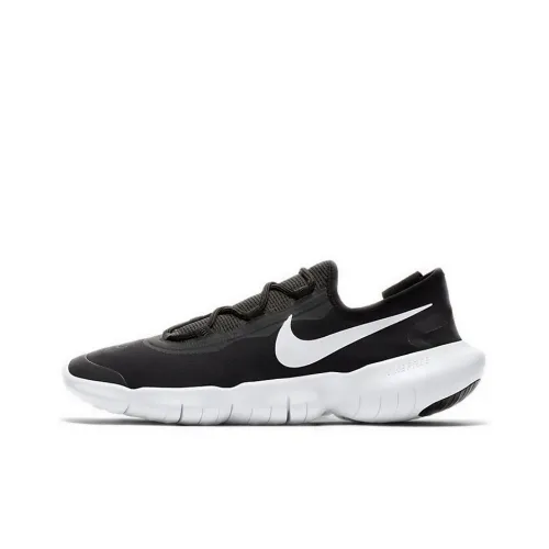 Nike Free Rn 5,0 Амортизаторы Slip-resistant Abrasion-resistant Низкий топ Повседневные Беговые кроссовки Мужские Черный Белый
