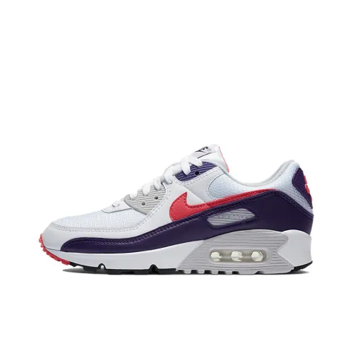 Nike Air Max 90 Low Беговые кроссовки Женские Белые Красные Фиолетовые