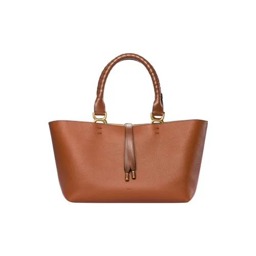 Chloe Marcie Телячья кожа с текстурой Тоут Сумка Сумка для покупок Сумка через плечо Сумка Маленькая Женская Коричневая