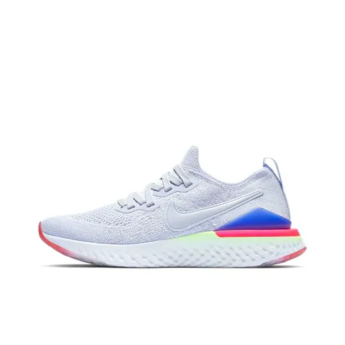 Nike Epic React Flyknit 2 Амортизирующие низко-верхние беговые кроссовки с противоскользящим эффектом GS Светло-синие