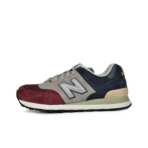 New Balance NB 574 Амортизация Покрытие Низкий Верх Марафон Беговые кроссовки Унисекс Красный Серый Синий