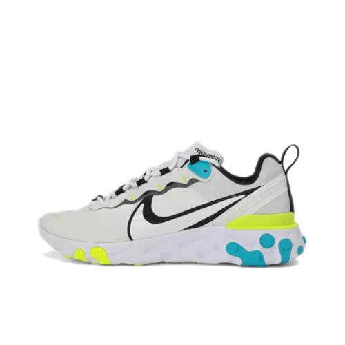 Nike React Element 55 Амортизаторы Slip-resistant Низкий топ Повседневные беговые кроссовки Мужские Белый Синий Желтый