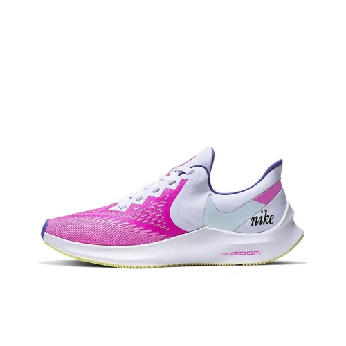 Nike Zoom Winflo 6 Амортизирующие Дышащие Противоскользящие Низкие Беговые Кроссовки Женские Розовые Белые