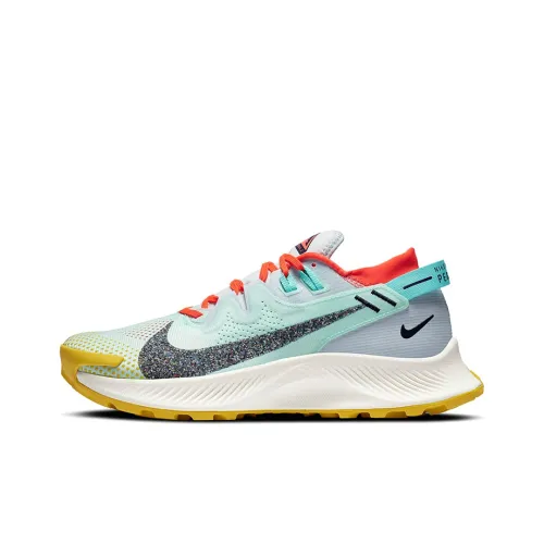 Nike Pegasus Trail 2 Амортизаторы Shock Absorbers Противоскользящие Устойчивые к истиранию Низкий Топ Беговые кроссовки Женские Синий Желтый Апельсин
