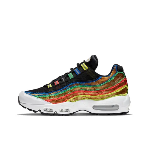 Nike Air Max 95 Low Беговые кроссовки Топ Унисекс Зеленый Красный Желтый