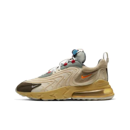 Travis Scott x Nike Air Max 270 Устойчивый к истиранию Низкий Топ Повседневные Беговые кроссовки Унисекс Пустынно-желтый