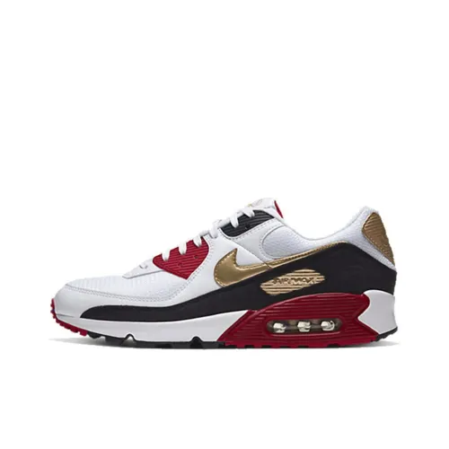 Nike Air Max 90 Low Топ Air Cushion Беговые кроссовки Мужской Красный Белый Китай