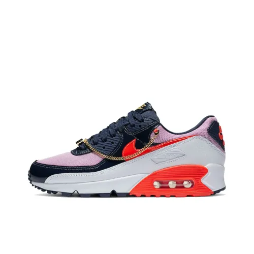 Nike Air Max 90 Low Топ Повседневные Беговые Кроссовки Женские Черный Розовый Белый