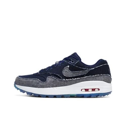 Nike Air Max 1 Low Топ Марафон Беговые кроссовки Мужской Синий