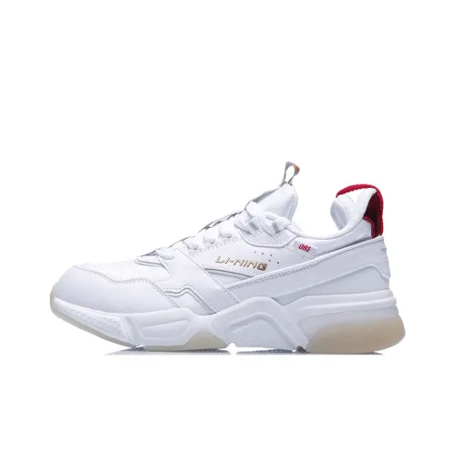 LINING 001 Зарабатывай деньги каждый день Departure CNY Устойчивый к истиранию Дышащий Низкий Топ Беговые кроссовки Женские Белый Красный