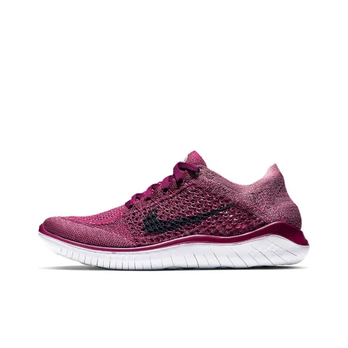 Nike Free Run Flyknit 2018 Противоскользящие Устойчивые к истиранию Дышащие Низкие Беговые кроссовки Женские Розовые Красные
