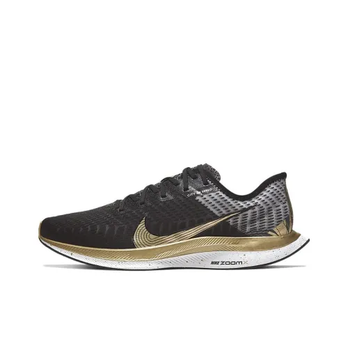 Nike Pegasus Turbo 2 Амортизаторы Slip-resistant Low Top Повседневные Беговые кроссовки Унисекс Черный Золотой