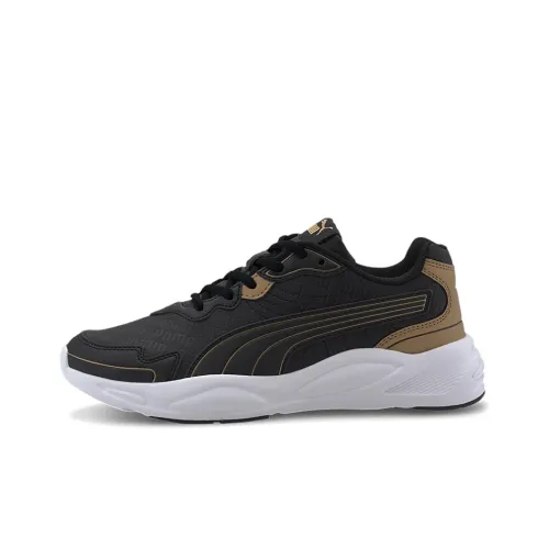PUMA 90s Runner Slip-Resistant Lightweight And Breathable Низкие Беговые Кроссовки Унисекс Черный Золото