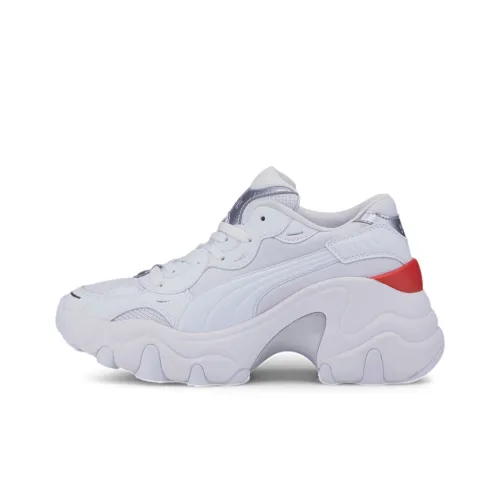 PUMA Pulsar Wedge Slip Resistant Abrasion Resistant Легкий MID Топ Беговые кроссовки Женские Белый Красный