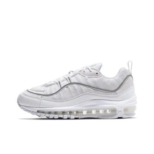 Nike Air Max 98 Амортизация Устойчивый к истиранию Легкий Низкий Топ Повседневные Беговые кроссовки Женские Белые