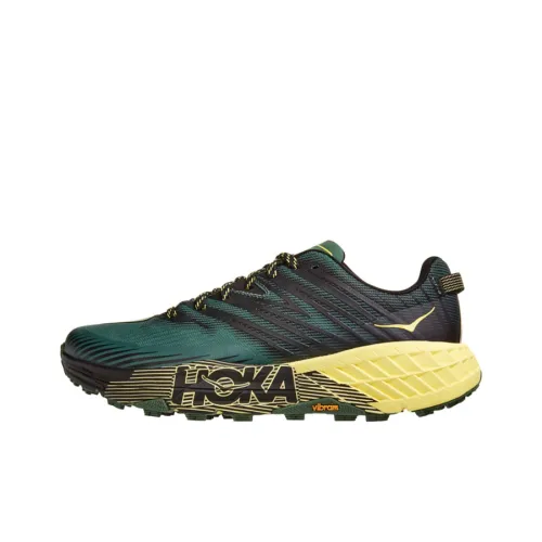 HOKA ONE ONE Speedgoat 4 Амортизация Легкий Противоскользящий Низкий Топ Беговые кроссовки Мужские Зеленый Желтый