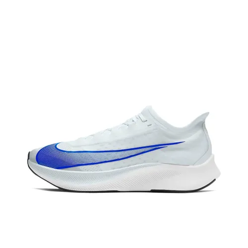 Nike Zoom Fly 3 Амортизирующие низкие беговые кроссовки с противоскользящим эффектом мужские белые и синие