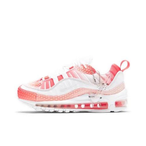 Nike Air Max 98 Low Топ Air Cushion Повседневные Беговые Кроссовки Женские Белые Красные