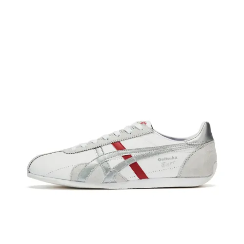Onitsuka Tiger Runspark Slip-Resistant Abrasion-Resistant Low-Top Беговые кроссовки Унисекс Белый Серебряный Красный