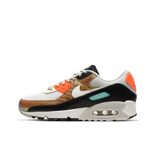 Nike Air Max 90 Low Топ Беговые кроссовки Женские Черный Серый Оранжевый