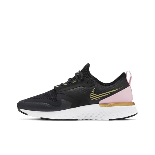 Nike Odyssey React 2 Амортизаторы Шок Устойчивый к истиранию Дышащий Низкий Топ Беговые кроссовки Женские Черный Розовый