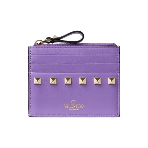 Valentino Гладкая Телячья Кожа Кошелек с Монетницей Держатель для Карт Стандартный Женский Фиолетовый