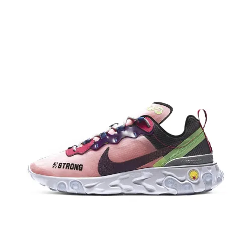 Nike React Element 55 Нескользящий Легкий Низкий Топ Беговые Кроссовки Унисекс Розовый